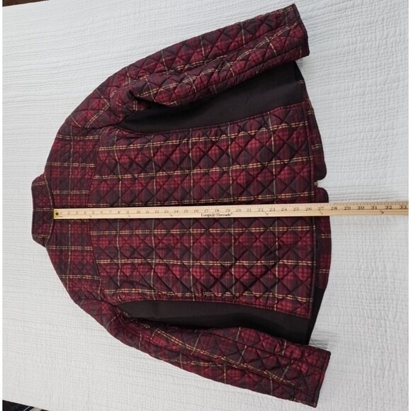 Women's Full Zip Puffer Jacket 3X (22W-24W) Maroon Plaid EUC Snap Pockets LS - Picture 14 of 14